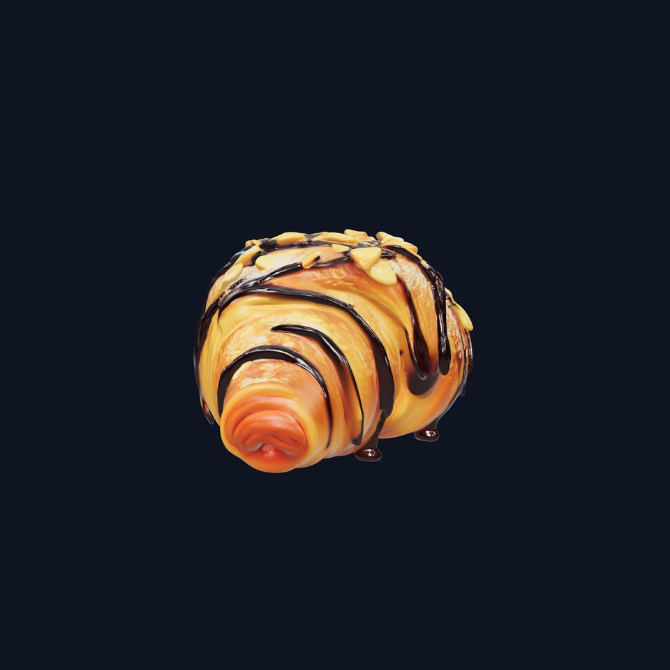 Chocolate Almond Croissant D Model Pack